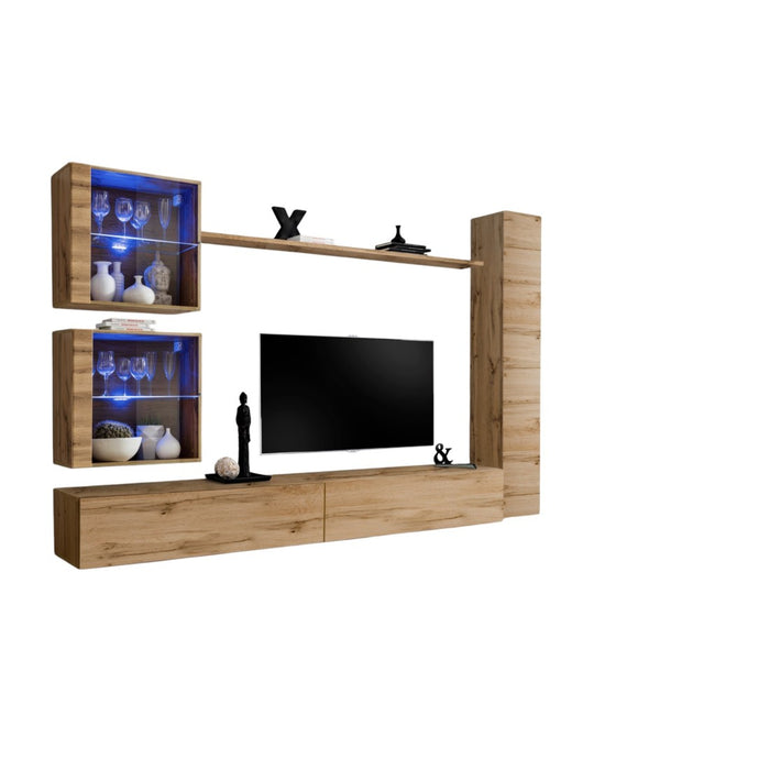 Mobile da soggiorno da parete SWITCH XVIII design, colore quercia Wotan.