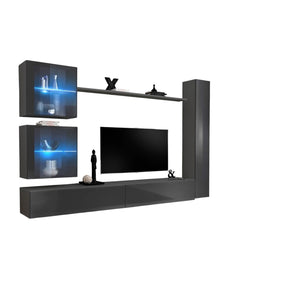 Mobile da soggiorno a parete SWITCH XVIII design, colore grigio lucido.