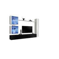 Set di mobili da soggiorno da parete SWITCH XVIII design, colore nero e bianco lucido.