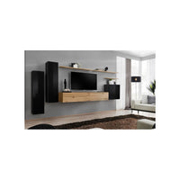 Set di mobili da salotto SWITCH I design, colore nero lucido e rovere Wotan.