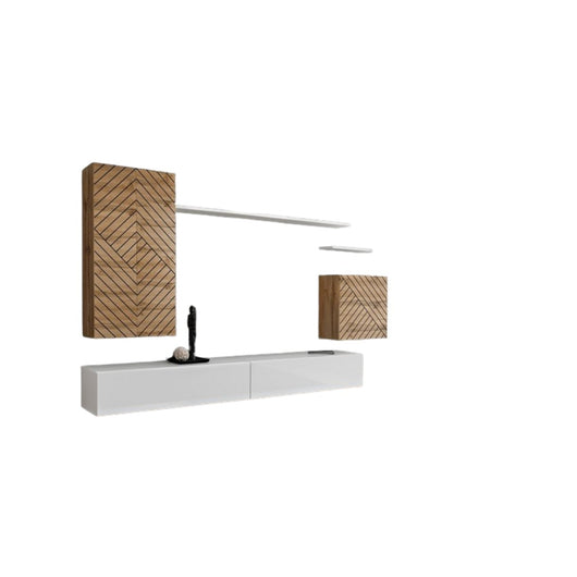 Set mobile soggiorno SWITCH II – Rovere Wotan e Bianco – Finiture effetto rovere fresato – Design moderno