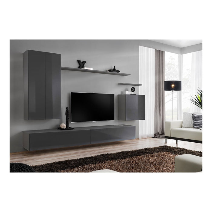 Set di mobili da salotto SWITCH II design, colore grigio lucido.
