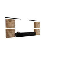 Set mobili da salotto SWITCH IV – Quercia Wotan e Nero – Finiture in quercia fresata e nero lucido – Design moderno