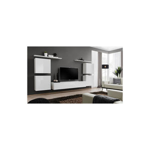Set di mobili da salotto SWITCH IV design, colore bianco lucido.