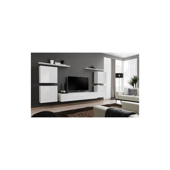 Set di mobili da salotto SWITCH IV design, colore bianco lucido.