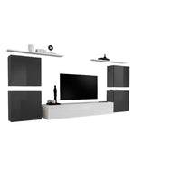 Set di mobili da salotto SWITCH IV design, colore bianco e grigio lucido.