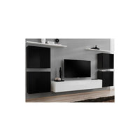 Set di mobili da salotto SWITCH IV design, colori bianco e nero lucido.