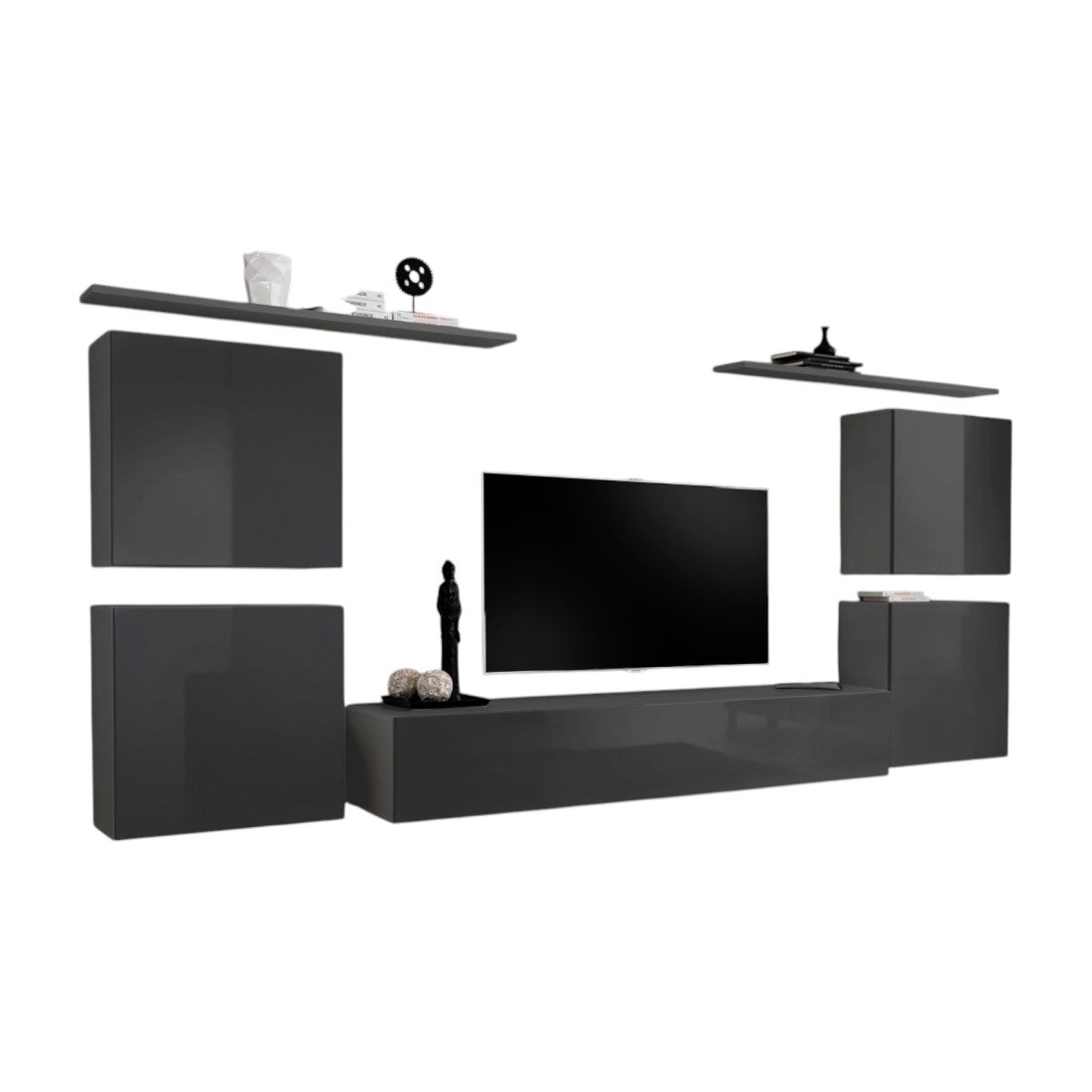 Set di mobili da soggiorno SWITCH IV design, colore grigio brillante.