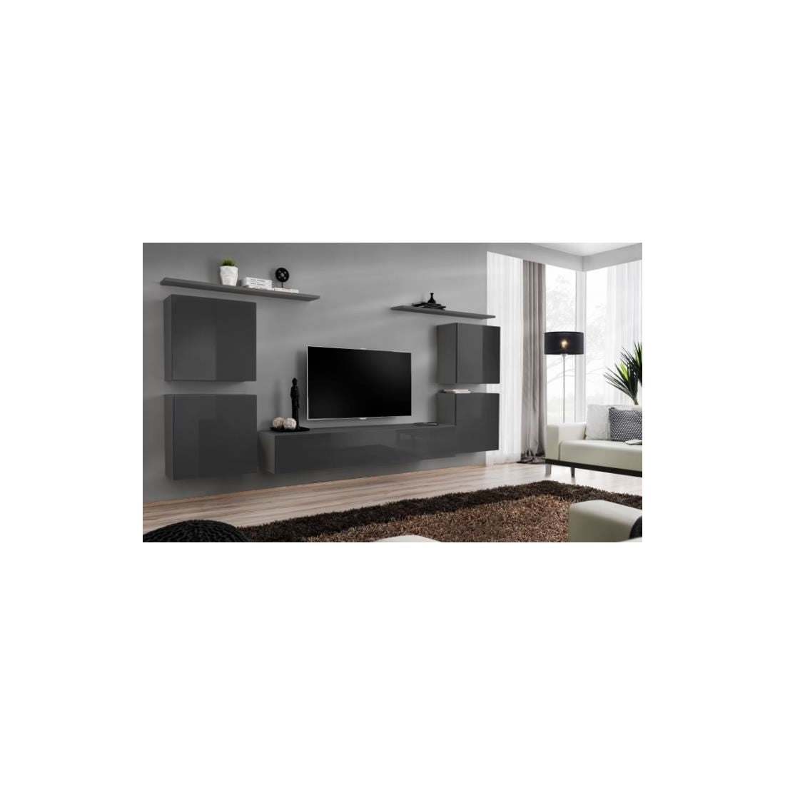 Set di mobili da soggiorno SWITCH IV design, colore grigio brillante.