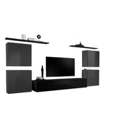 Set di mobili da salotto SWITCH IV design, colore nero e grigio lucido.