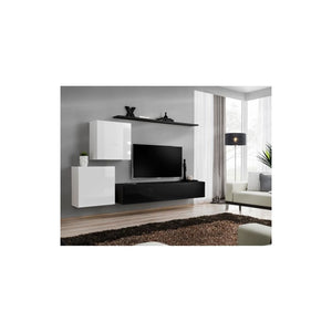 Set di mobili da salotto SWITCH V design, colori nero e bianco lucido.