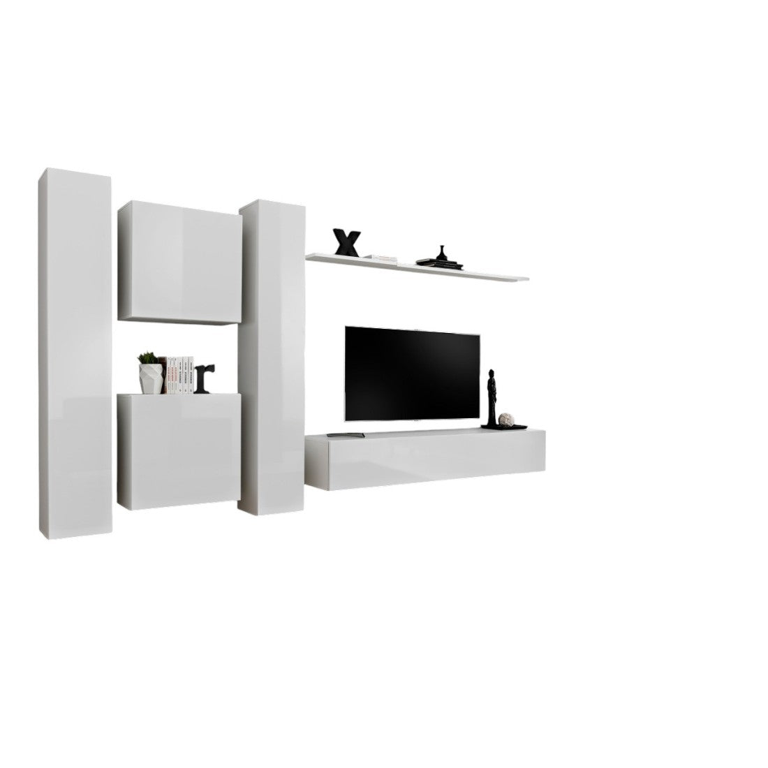 Set di mobili da salotto SWITCH VI design, colore bianco lucido.