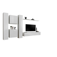Set di mobili da salotto SWITCH VI design, colore bianco lucido.