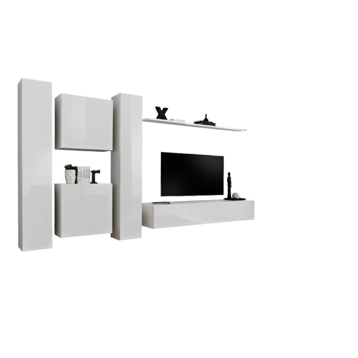 Set di mobili da salotto SWITCH VI design, colore bianco lucido.