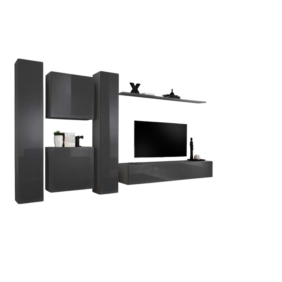 Set di mobili da salotto SWITCH VI design, colore grigio lucido.