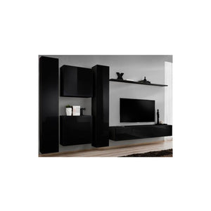 Set di mobili da salotto SWITCH VI design, colore nero lucido.