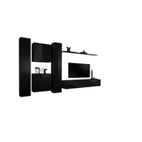 Set di mobili da salotto SWITCH VI design, colore nero lucido.