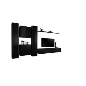 Set di mobili da salotto SWITCH VI design, colore nero lucido.