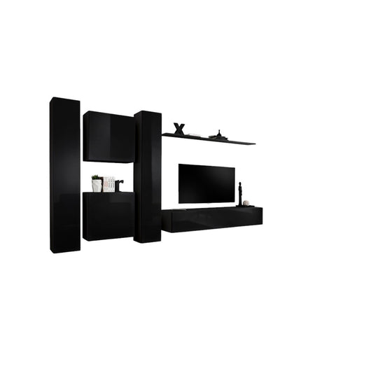 Set di mobili da salotto SWITCH VI design, colore nero lucido.
