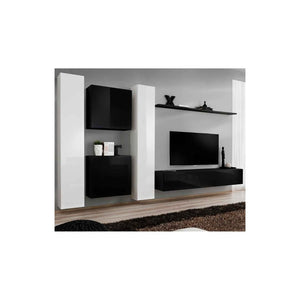 Set di mobili da salotto SWITCH VI design, colori nero e bianco lucido.