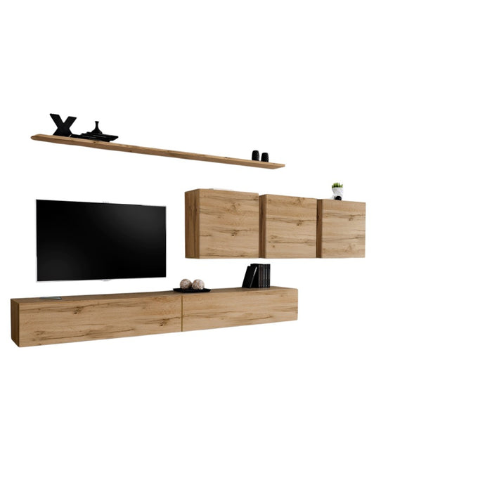 Set mobile soggiorno SWITCH VII design, colore rovere Wotan.