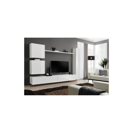 Set di mobili da salotto SWITCH VIII design, colore bianco lucido.