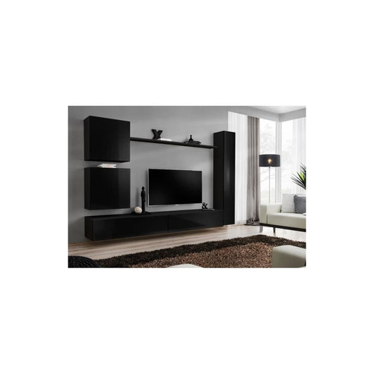 Set di mobili da salotto SWITCH VIII design, colore nero lucido.