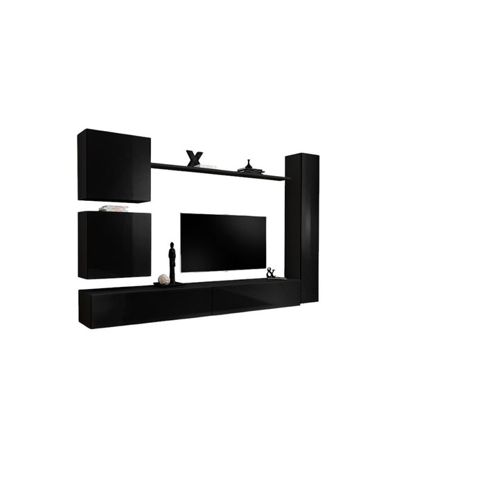 Set di mobili da salotto SWITCH VIII design, colore nero lucido.