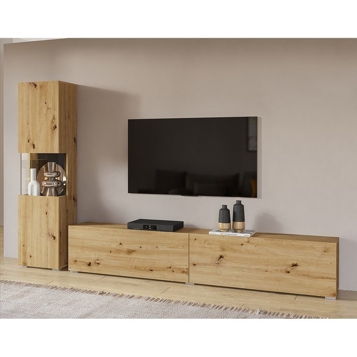 Mobile per TV e vetrina collezione EVA. Colore rovere e nero.