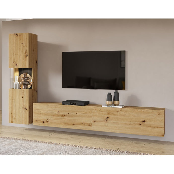 Mobile per TV e vetrina collezione EVA. Colore rovere e nero.