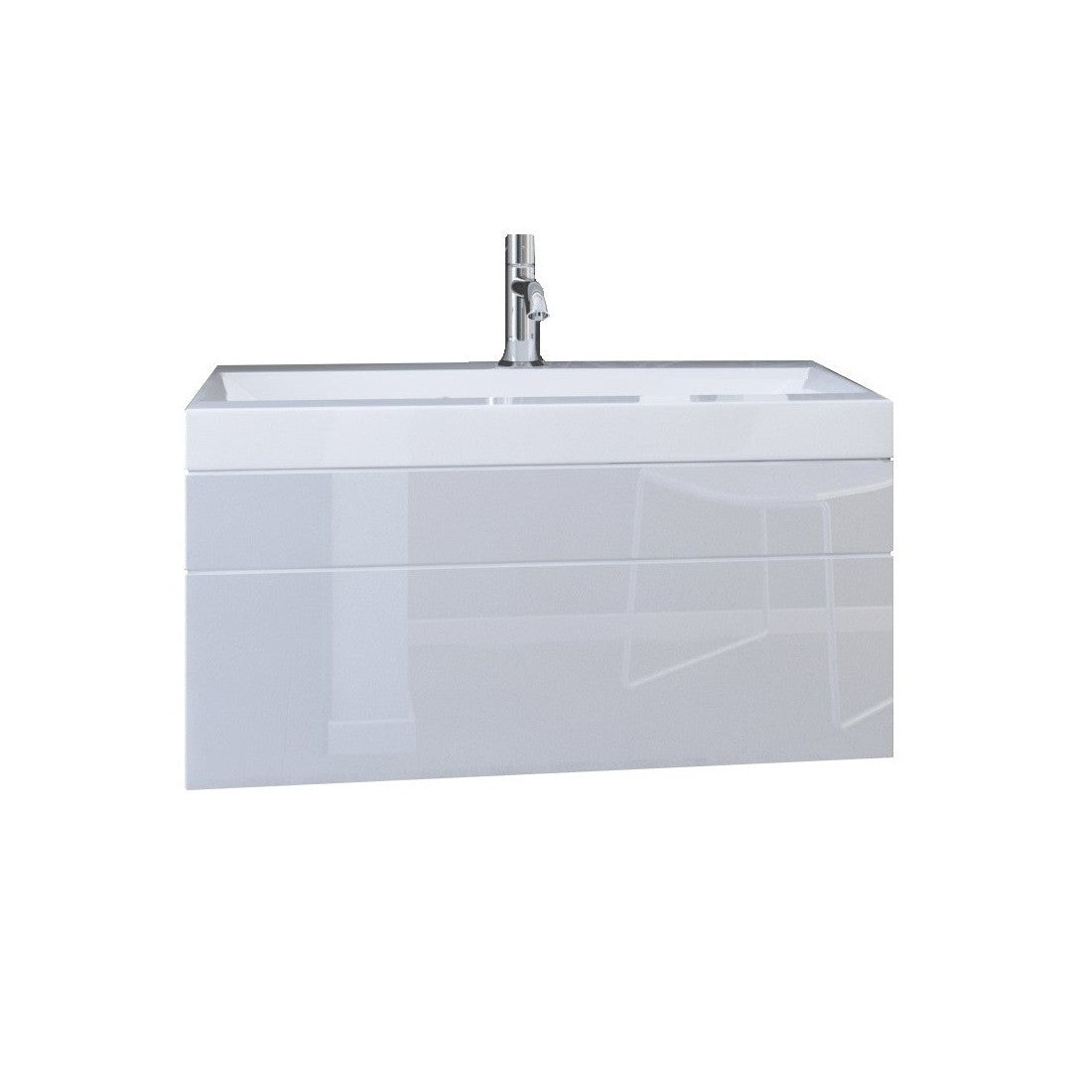 Set mobili da bagno bianco collezione BIRD, colonne, mobile sottolavabo 80 cm, specchio, sifone e LED