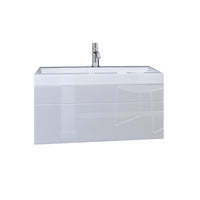 Set mobili da bagno bianco collezione BIRD, colonne, mobile sottolavabo 80 cm, specchio, sifone e LED