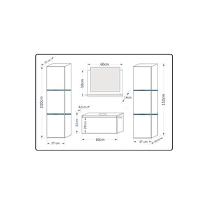 Set di mobili da bagno bianco collezione OWL. 2 colonne 37x110x35, mobile sotto lavabo