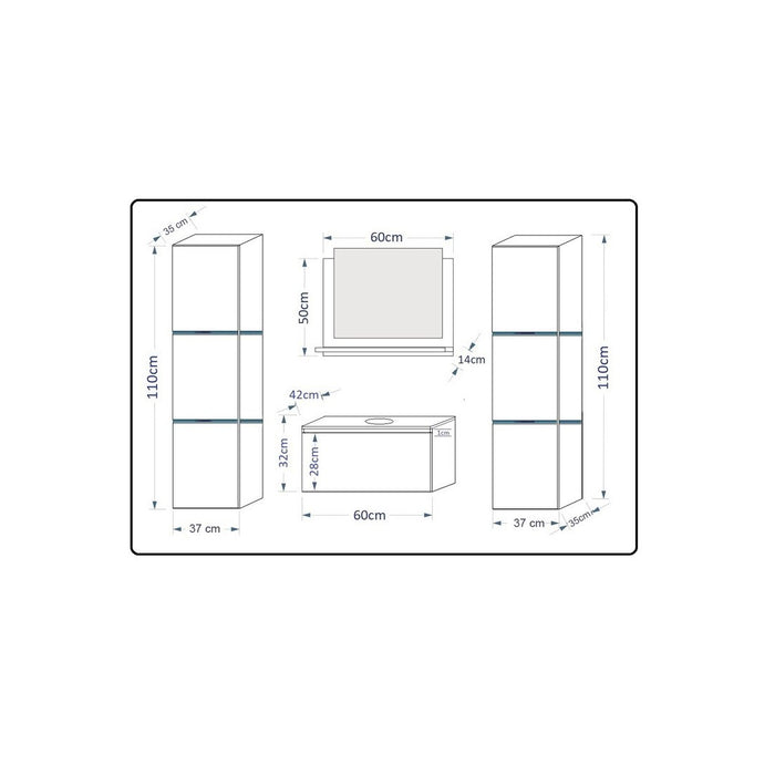 Set di mobili da bagno bianco collezione OWL. 2 colonne 37x110x35, mobile sotto lavabo