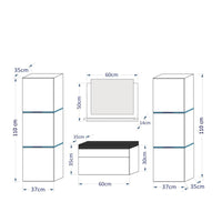Set di mobili da bagno bianchi, collezione OWL. 2 colonne, mobiletto sottolavabo, lavabo.