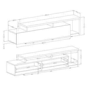 Set di mobili da salotto con LED collezione BERGAMO. Colori bianco e grigio cemento.