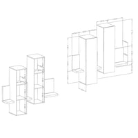 Set di mobili da soggiorno con LED collezione BERGAMO. Colori rovere e grigio.