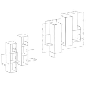 Set di mobili da soggiorno con LED collezione BERGAMO. Colori rovere e grigio.