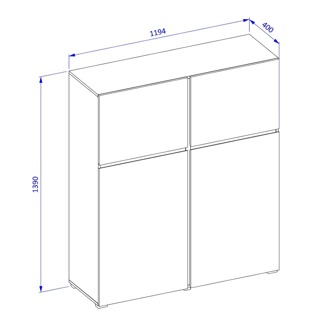 Set mobili da soggiorno HAVANA – Credenza alta, mobile TV, credenza bassa – Design moderno bianco e nero