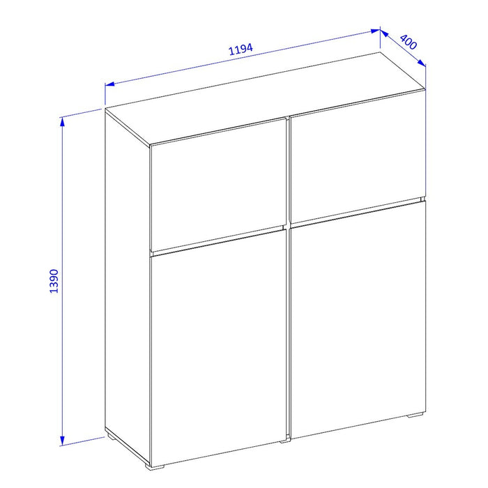 Set mobili da soggiorno HAVANA – Credenza alta, mobile TV, credenza bassa – Design moderno bianco e nero