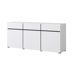 Set mobili da soggiorno HAVANA – Credenza alta, mobile TV, credenza bassa – Design moderno bianco e nero