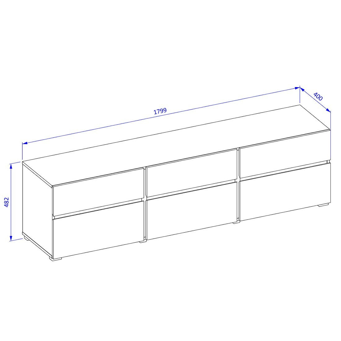 Set mobili da soggiorno HAVANA – Credenza alta, mobile TV, credenza bassa – Design moderno bianco e nero