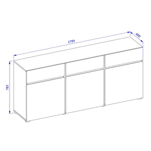 Set mobili da soggiorno HAVANA – Credenza alta, mobile TV, credenza bassa – Design moderno bianco e nero