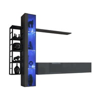 Set mobili da salotto industriale SWITCH M7 – Bianco – LED integrati &amp sistema Push to Open