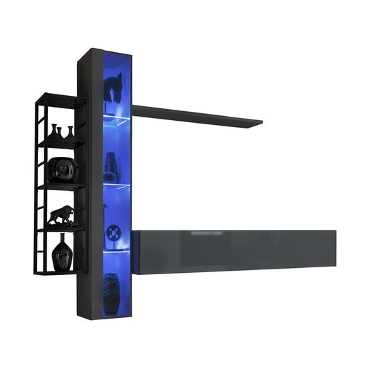 Set mobili da salotto industriale SWITCH M7 – Bianco – LED integrati &amp sistema Push to Open