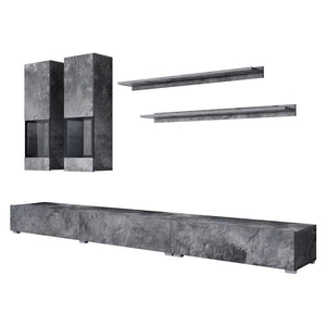 Set di mobili da salotto design collezione RAMOS. Colore grigio effetto ardesia.