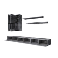 Set di mobili da salotto design collezione RAMOS. Colore grigio effetto ardesia.