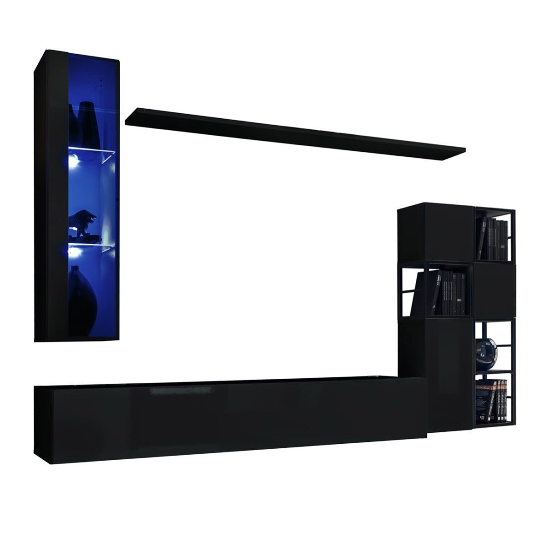 Set di mobili da salotto in stile industriale SWITCH M2. Colore nero.