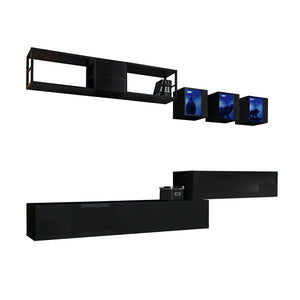 Set di mobili da soggiorno in stile industriale SWITCH M3. Colore nero.