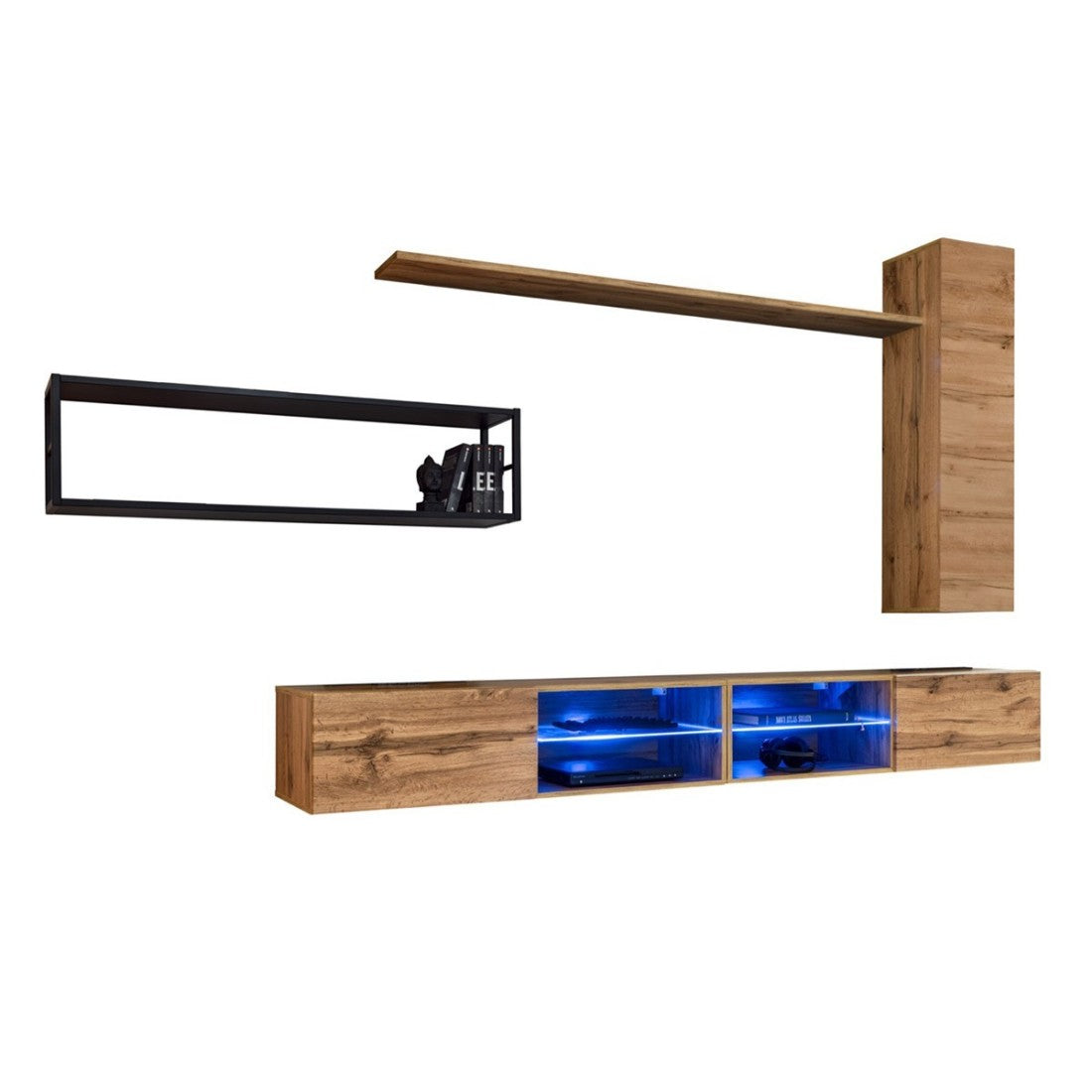 Set di mobili da soggiorno in stile industriale SWITCH M4. Colore rovere.